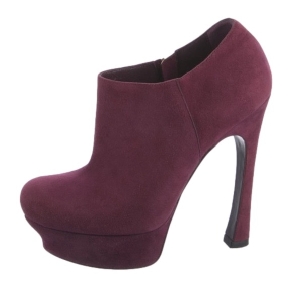 Yves Saint Laurent YSL Rive Gauche Suede Mules | Burgundy | Size 7 - Picture 4 of 6